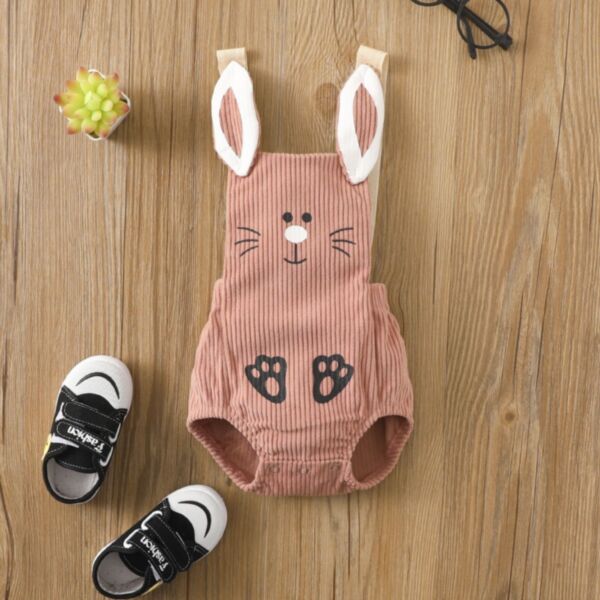 0-18M Rabbit Corduroy Print Suspender Striped Romper Baby Wholesale Clothing KJV492240
