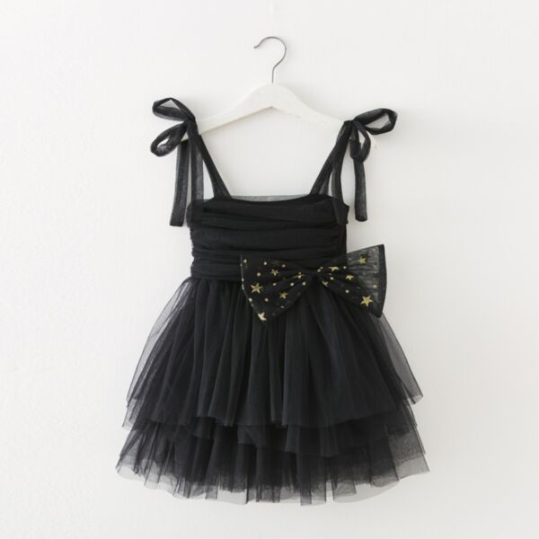 9M-6Y Mesh Bubble Skirt Bowknot Suspender Dress Wholesale Kids Boutique Clothing KKHQV492232