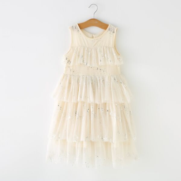 3-7Y Mesh Pleated Bubble Skirt Sleeveless Dress Wholesale Kids Boutique Clothing KKHQV492231