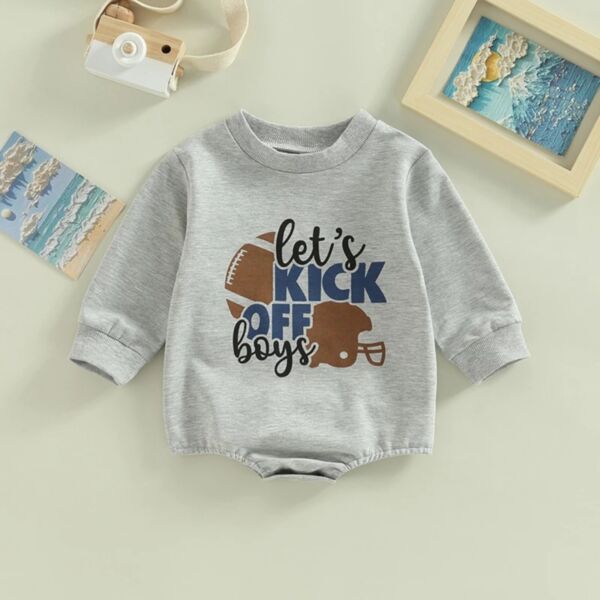 3-18M Letter Print Gray Long Sleeve Onesies Romper Baby Wholesale Clothing KJV492267