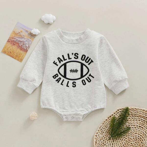 0-18M Letter Rugby Print Lightgray Long Sleeve Romper Baby Wholesale Clothing KJV492265