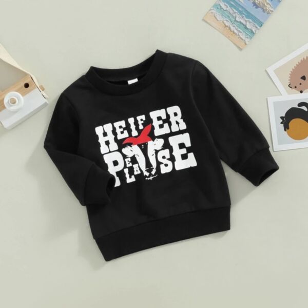 3-24M Letter Print Black Long Sleeve Pullover Tops Baby Wholesale Clothing KTV492263