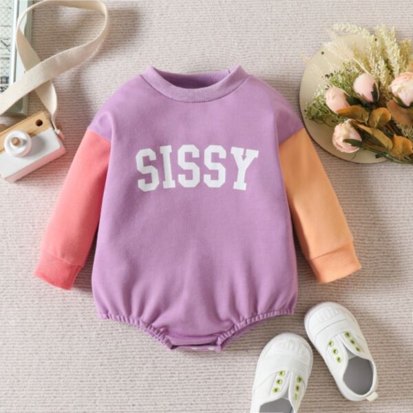 0-18M Colorblock Long Sleeve Letter Print Onesies Romper Baby Wholesale Clothing KJV492255