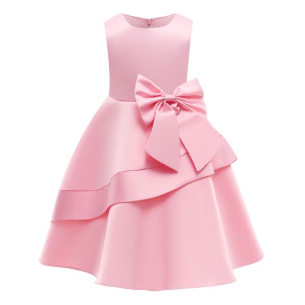2-9Y Kids Girls Solid Color Bow Sleeveless Party Dresses For Kids Clothes Wholesale KDV387730