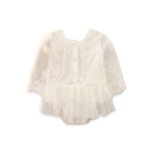 3-24M Baby Girls Lace Mesh Long Sleeve Bodysuit Wholesale Baby Boutique Clothing KJV387331