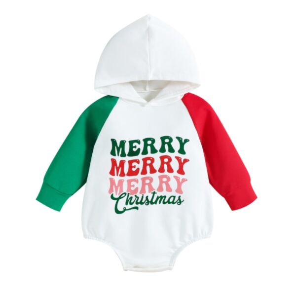 0-18M Baby Letter Contrast Sleeve Hooded Bodysuit Baby Wholesale Clothing KJV387508