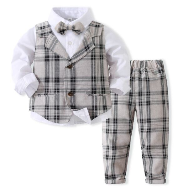 9M-4Y Toddler Boys Suit Sets Shirts & Plaid Vest & Pant Wholesale Boys Clothes KSV387714
