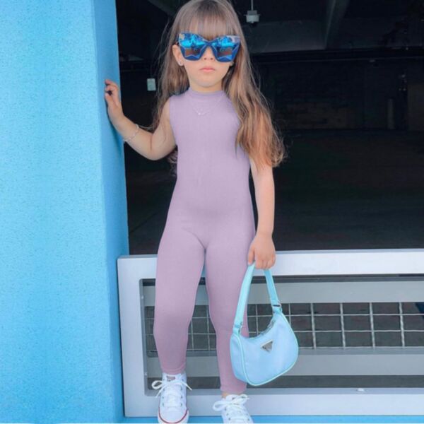 18M-7Y Candy Color Sleeveless Long Pants Jumpsuit Wholesale Kids Boutique Clothing KJV492300