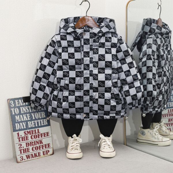 2-7Y Bunny Rabbit Plaid Cotton Padded Coat Jacket With Bear Hat Wholesale Kids Boutique Clothing KKHQV492271