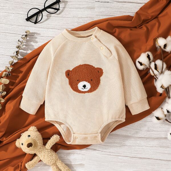 3-24M Baby Boy Onesies Cute Little Bear Pattern Long-Sleeved Bodysuit Wholesale Baby Clothes KJV591417