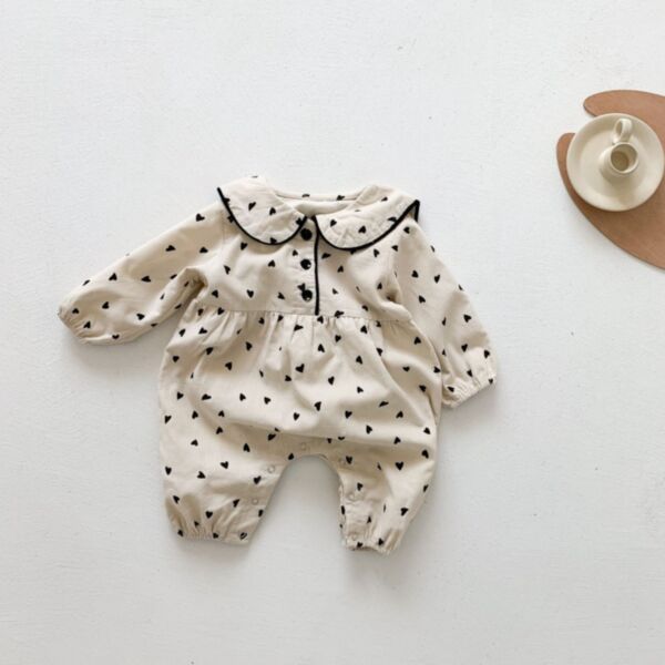 0-18M Baby Onesies Long-Sleeved Polka Dot Print Doll Neck Jumpsuit Wholesale Baby Clothing KJV591404