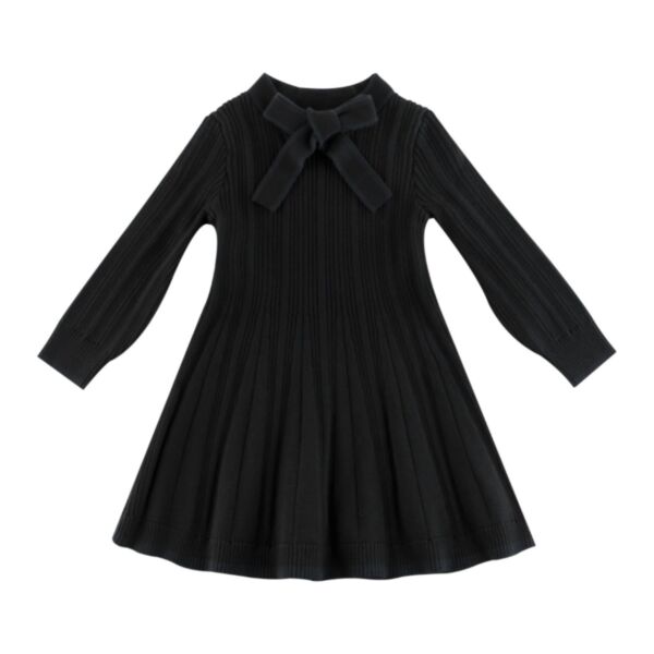 18M-7Y Knitwear Black Long Sleeve Cotton Dress Wholesale Kids Boutique Clothing KDV492278