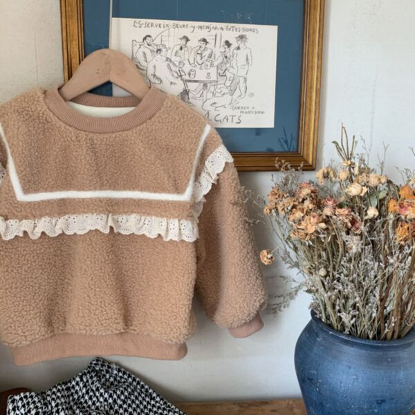 18M-6Y Toddler Girl Long Sleeve Solid Color Ruffle Round Neck Top Girl Wholesale Boutique Clothing KTV591323