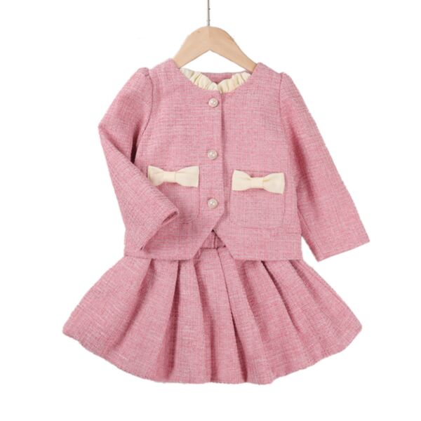 9M-5Y Toddler Girls Bow Lace Jacket And Pleated Skirt Wholesale Girls Clothes KSV387758