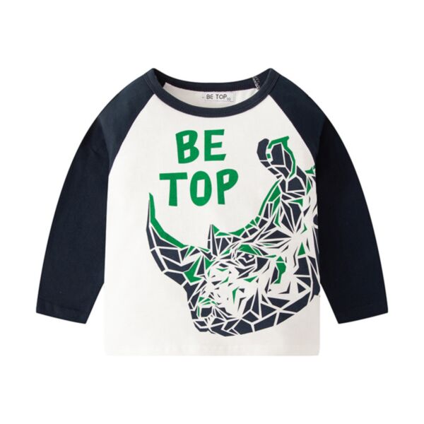 18M-7Y Cartoon Print Colorblock Long Sleeve Pullover Wholesale Kids Boutique Clothing KTV492275