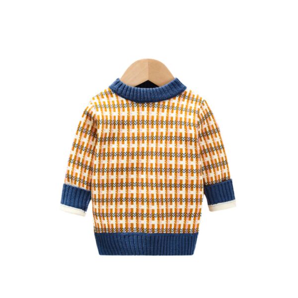 9M-7Y Pullover Striped Fleece Colorblock Long Sleeve Sweater Wholesale Kids Boutique Clothing KTV492156