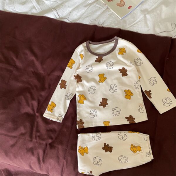 2-7Y Toddler Sets Long-Sleeved Cartoon Radish & Heart & Bear Print Tops And Pants Wholesale Toddler Clothing KSV591290