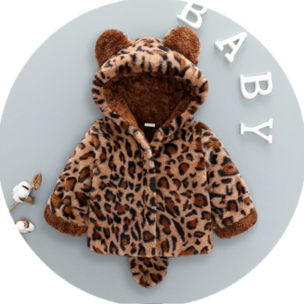 9M-4Y Toddler Girls Leopard Print Cartoon Fleece Coats Wholesale Girls Clothes KCV387696