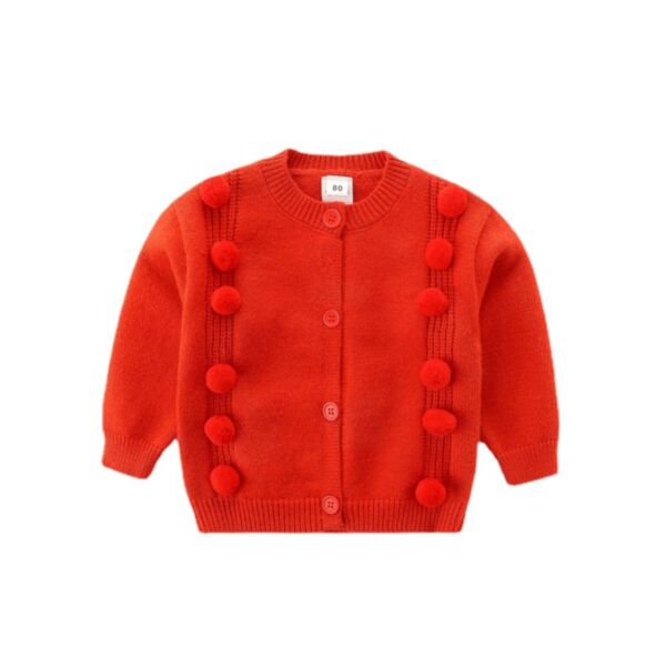 18M-6Y Toddler Girls Red Fur Ball Sweater Cardigan Girl Wholesale Boutique Clothing KCV387335