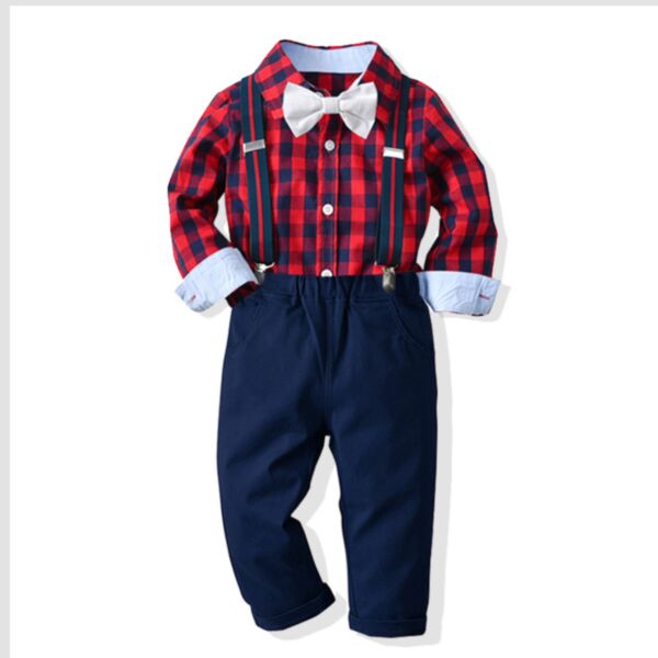 12M-6Y Toddler Boys Suit Sets Checked Shirts & Pants Wholesale Boys Clothing KSV387751