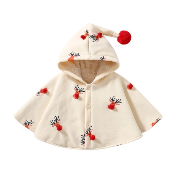 9M-5Y Toddler Girls Cartoon Christmas Elk Padded Thickened Cape Coats Wholesale Girls Clothes KCV387311