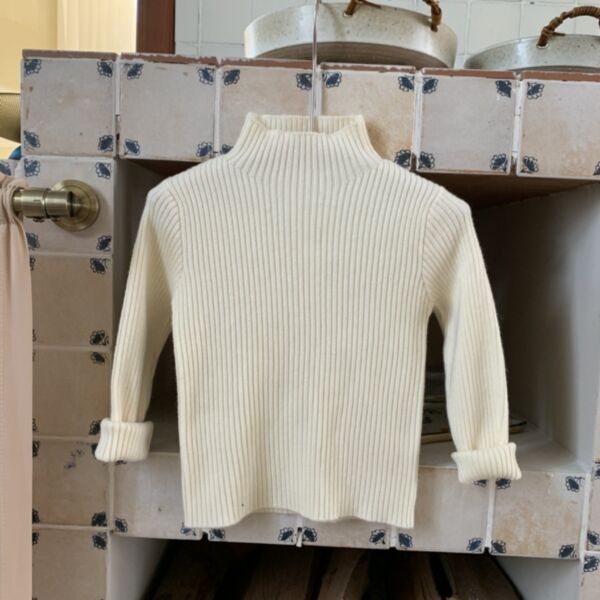 18M-6Y Toddler Girl Long Sleeve Solid Color Ribbed Turtleneck Top Wholesale Girls Clothes KTV591279