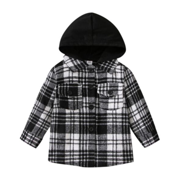 12M-5Y Toddler Boys Plaid Hooded Shirts Wholesale Boys Clothing KCV387552