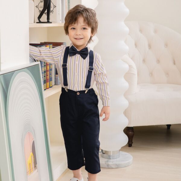 9M-4Y Toddler Boys Suit Sets Striped Shirts & Suspender Pants Wholesale Boys Clothes KSV387715