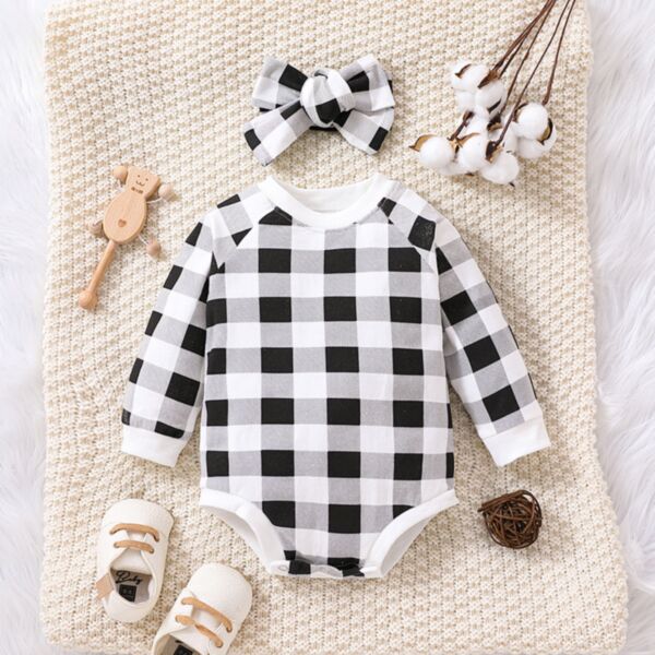0-18M Plaid Print Long Sleeve Romper Onesies Baby Wholesale Clothing KJV492360