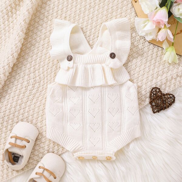 0-18M Heart Texture Print Flying Sleeveless Knitwear Romper Onesies Baby Wholesale Clothing KKHQV492359