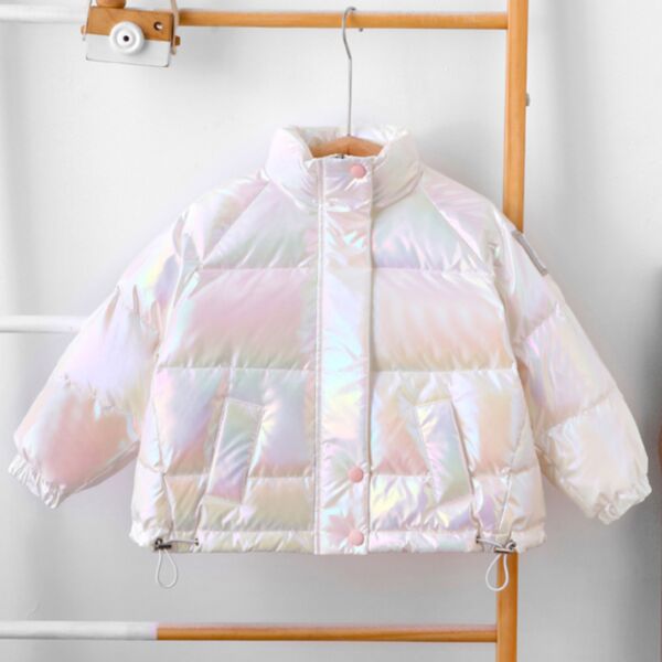 18M-7Y Glossy Shiny Surface Padded Long Sleeve Thicken Coat Jacket Wholesale Kids Boutique Clothing  KKHQV492377