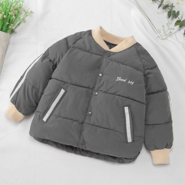 18M-6Y Cotton Padded Colorblock Button Thicken Jacket Coat Wholesale Kids Boutique Clothing KKHQV492376
