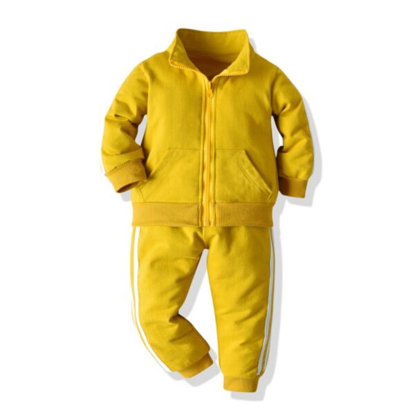 6M-4Y Solid Color And Striped Zipper Jacket And Trousers Sport Suit Wholesale Kids Boutique Clothing KSV492372