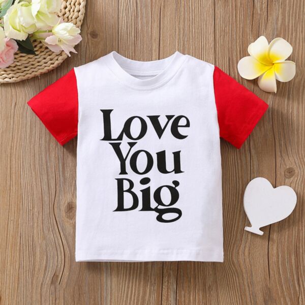 9M-4Y Letter Print Colorblock Short Sleeve T-Shirt Wholesale Kids Boutique Clothing KTV492348