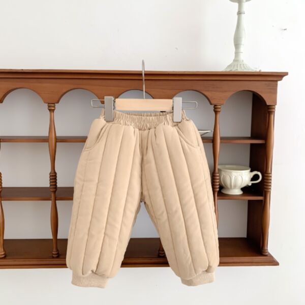 0-18M Striped Cotton Padded Solid Color Thicken Warm Trousers Pants Baby Wholesale Clothing KPV492368