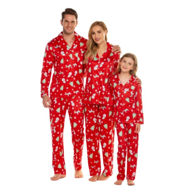 18M-9Y Family Matching Christmas Loungewear Red Long Sleeve Tops And Pants Pajama Set Wholesale Kids Boutique Clothing
