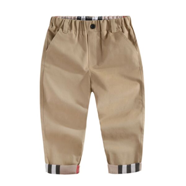 18M-7Y Toddler Boys Plaid Contrast Cotton Casual Pants Wholesale Boys Boutique Clothing KPV387414