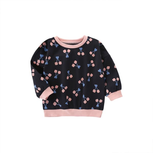 18M-7Y Toddler Girls Autumn Round Neck Printed Long Sleeves Pullover Wholesale Girls Clothes KTV387498