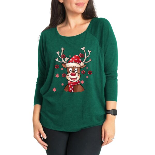 Maternity Top Merry Christmas Letter Print Round Neck Raglan Long Sleeves Wholesale Maternity Nursing Clothes KMV387722