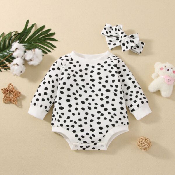 0-18M Black Doc Print Long Sleeve Romper Onesies Baby Wholesale Clothing KJV492401