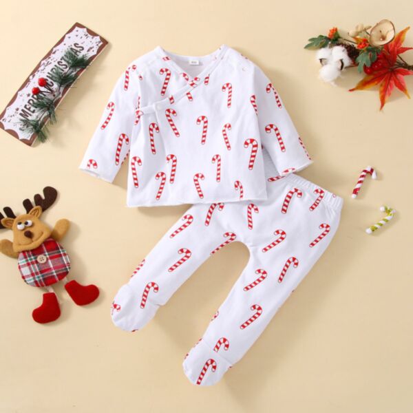 3-9M Christmas Print Whit Tops And Pants Set Baby Wholesale Clothing KSV492400