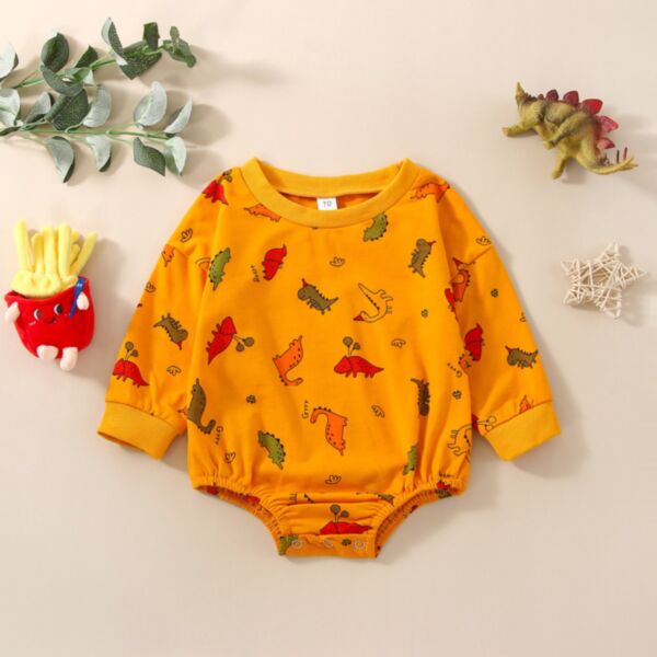 3-18M Cartoon Print Long Sleeve Round Neck Onesies Romper Baby Wholesale Clothing KJV492398