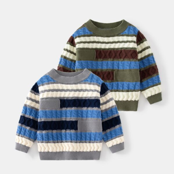 18M-6Y Toddler Boys Plaid Cotton Relaxed Stripe Sweater Wholesale Boys Boutique Clothing KTV387852