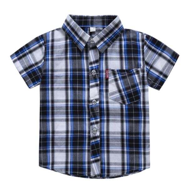 2-7Y Toddler Boys Plaid Shorts-Sleeve Shirts Wholesale Boys Boutique Clothing KTV387864
