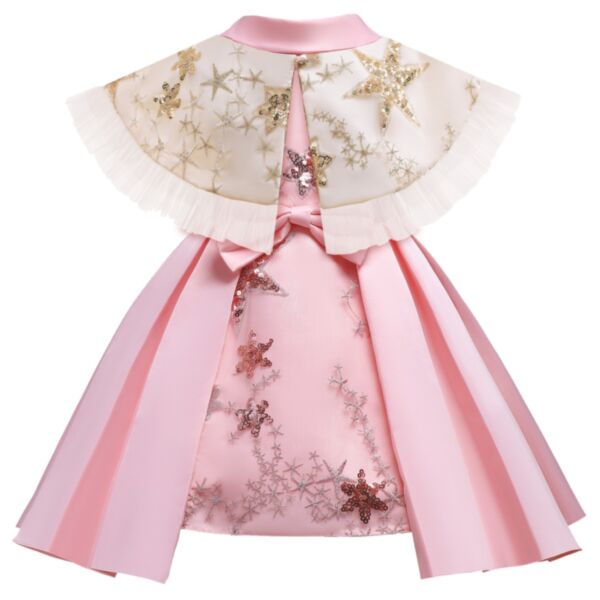 2-10Y Kids Girls 2-Piece Sets Star Sequins Cape And Princess Dress Wholesale Clothing Kidswear KSV387731