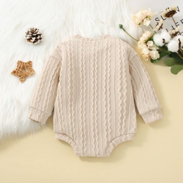 0-18M Striped Texture Print Solid Color Knitwear Romper Onesies Baby Wholesale Clothing