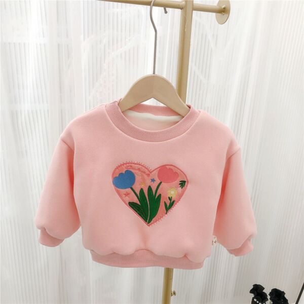9M-6Y Flower And Heart Print Fleece Pullover Wholesale Kids Boutique Clothing KKHQV492320