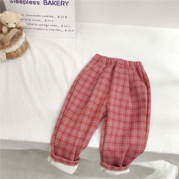 18M-7Y Loose Plaid Fleece Pants Trousers Wholesale Kids Boutique Clothing KKHQV492316