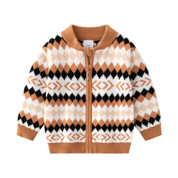 3-24M Baby British Style Wavy Pattern Zipper Cardigan Knitted Sweater Wholesale Boys Clothing KCV387901