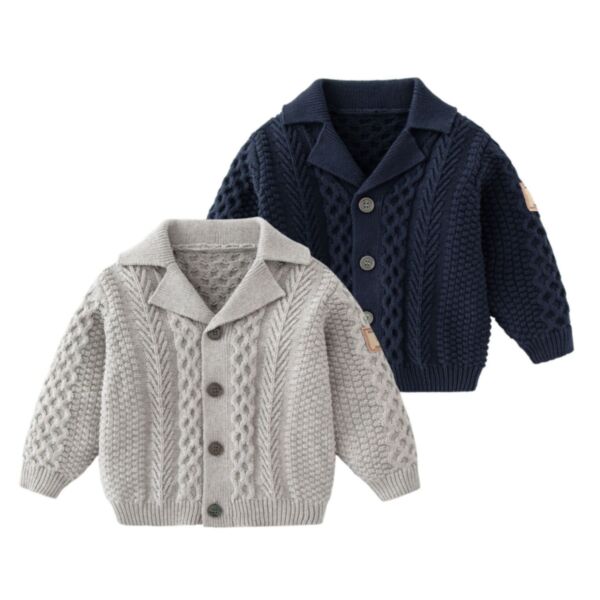 3-24M Baby Boys Twist Lapel Knitted Sweater Coats Wholesale Baby Boutique Clothing KCV387900